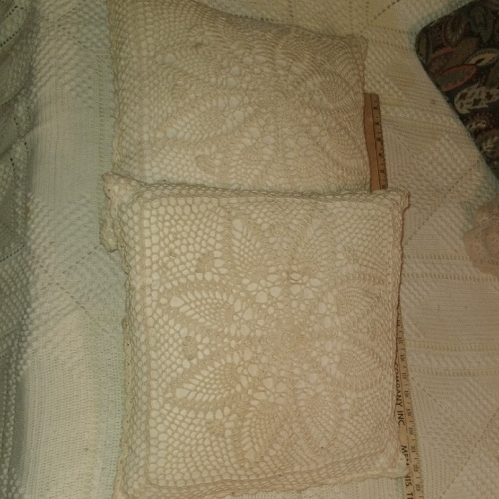 Pair of Crochet Square Pillows